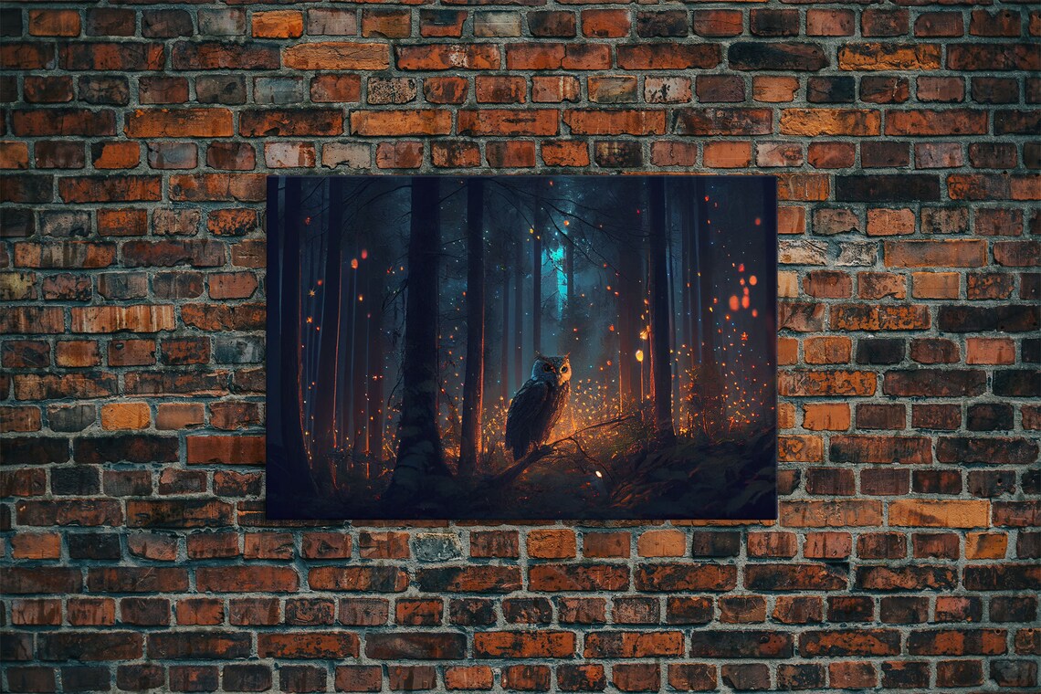 Fantasy Forest Art, Fireflies And The Owl At Midnight