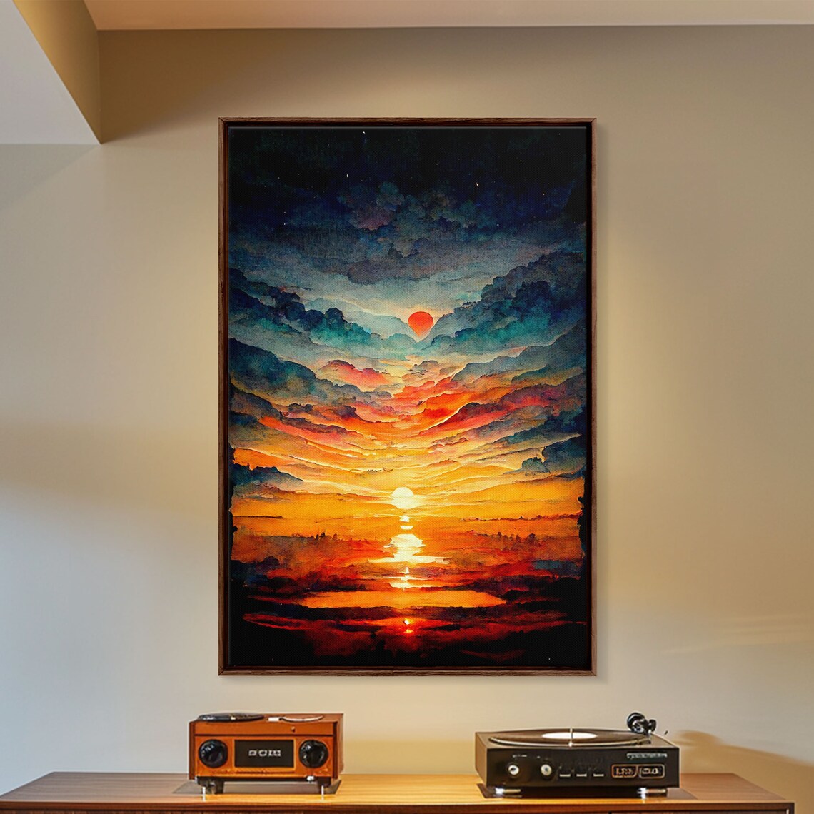 Sunset Clouds Oil Painting, Nature Landscape Art Print - Image 4
