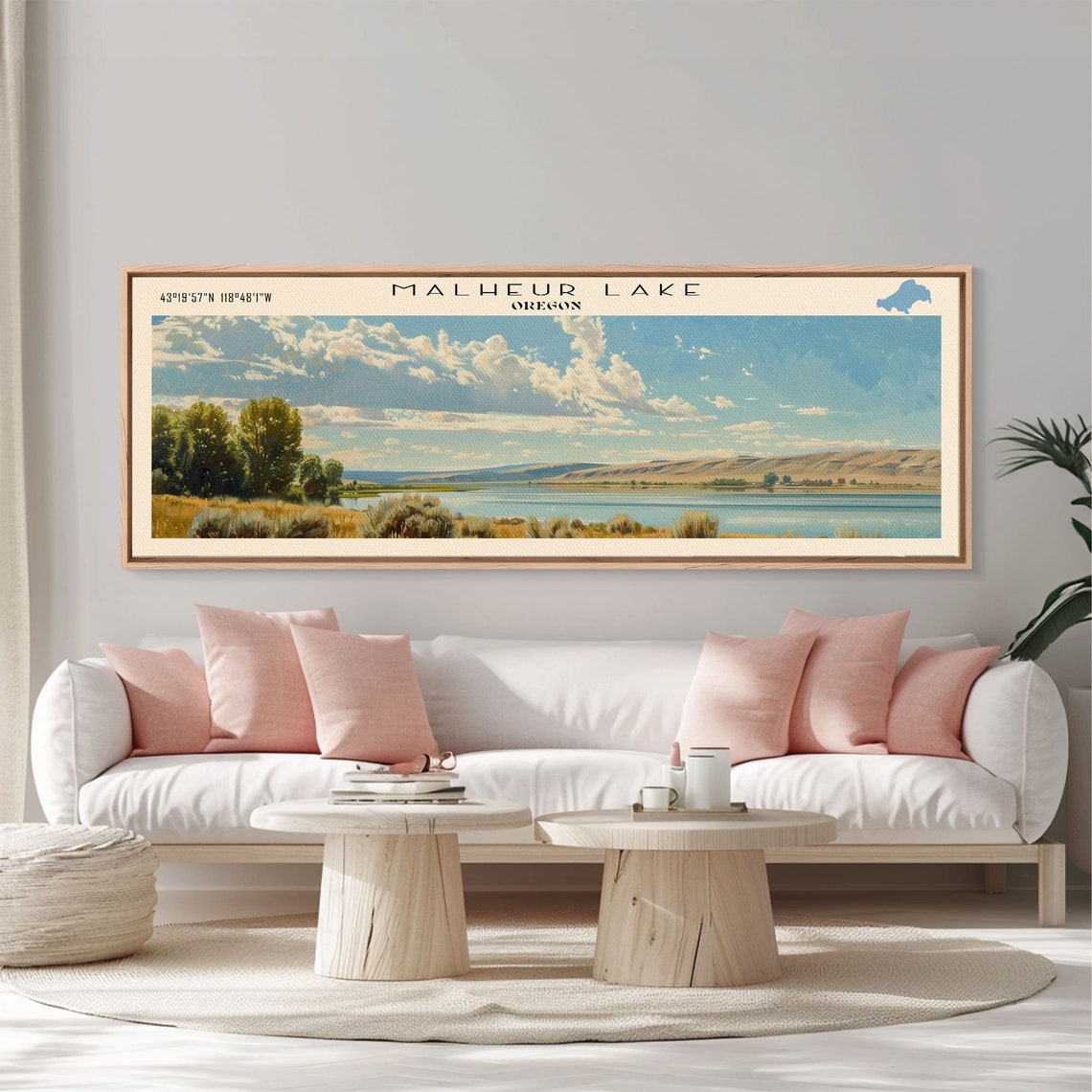 Malheur Lake Oregon Big Sky Clouds Golden Marsh Blue Lake Poster - Image 2