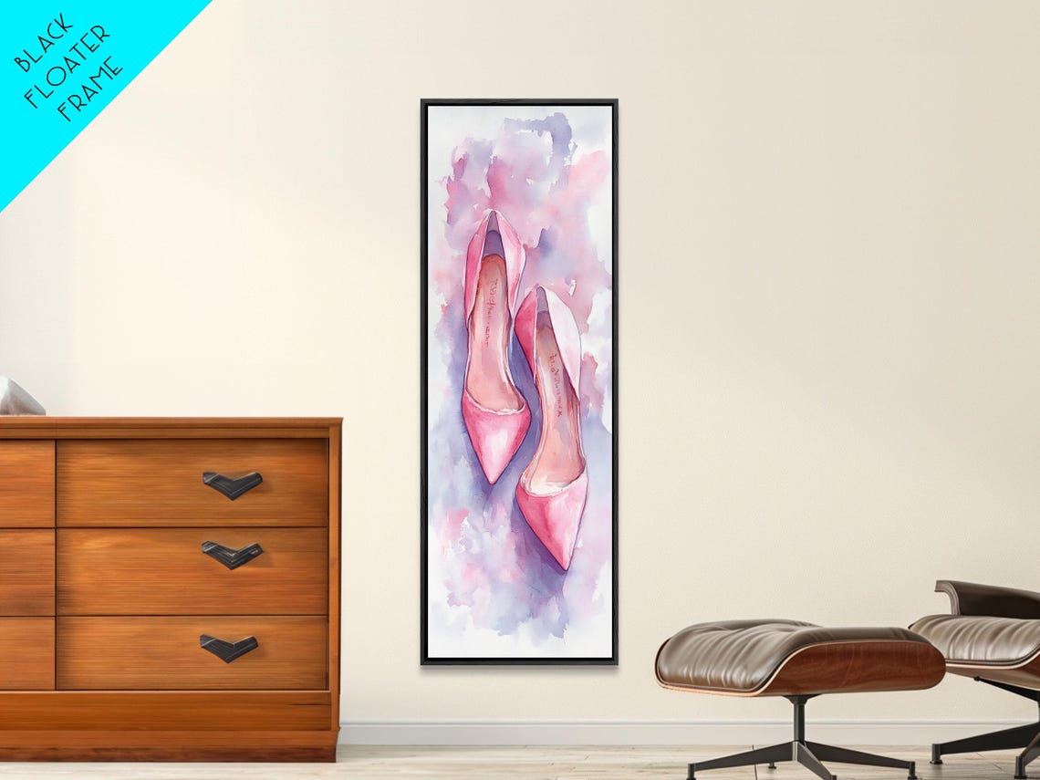 Pink High Heels Watercolor Elegant Feminine Fashion Art Poster - Image 3