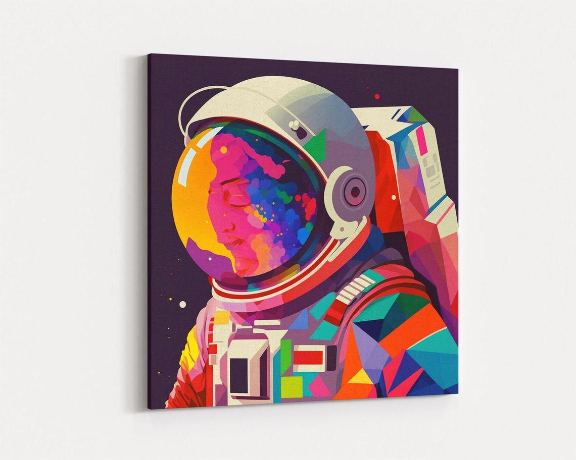 Psychedelic Astronaut Pop Art Colorful Space Explorer Geometric Poster - Image 6