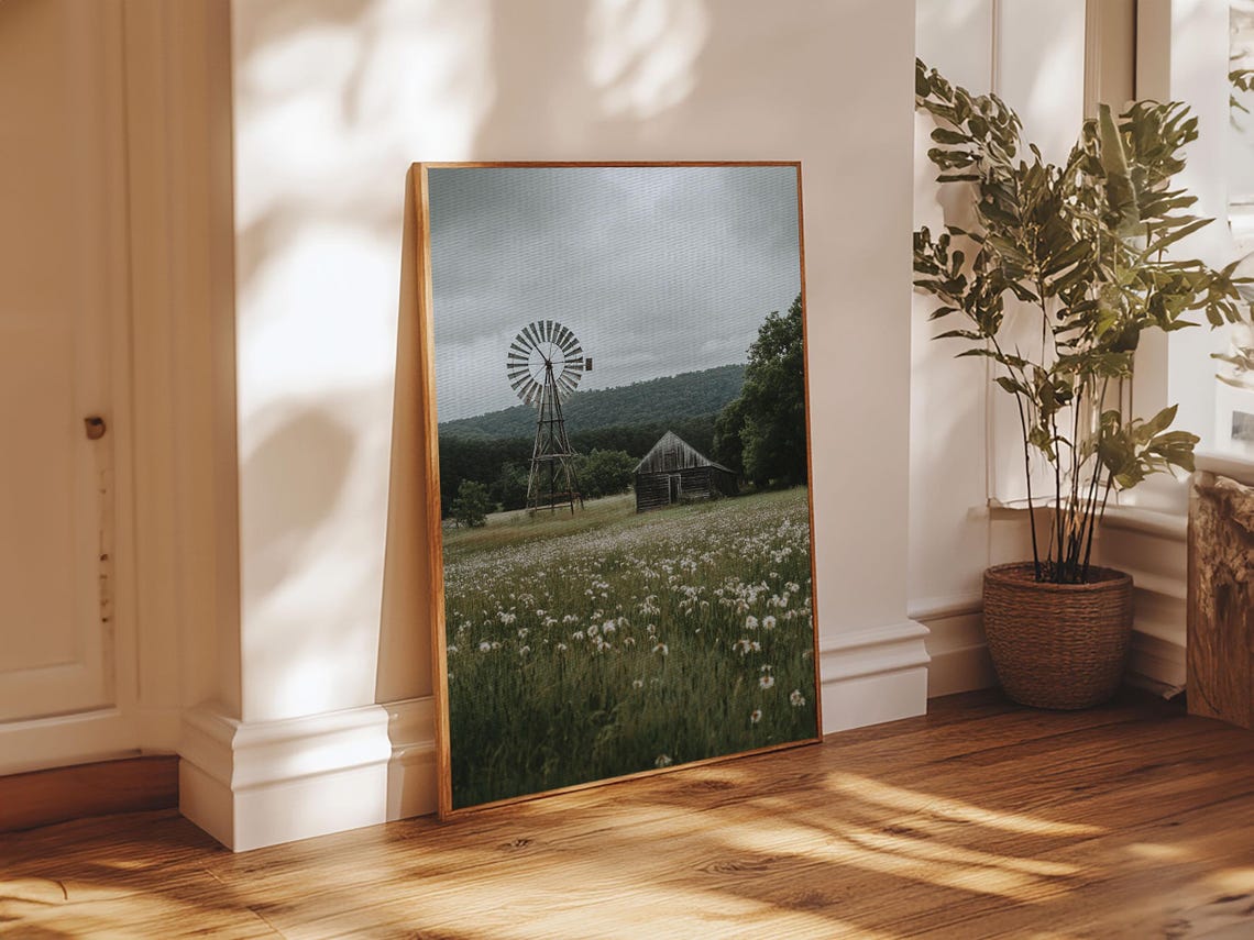Rustic Windmill Barn Wildflower Meadow Farmhouse Travel Poster - Image 6
