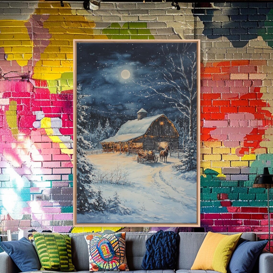 The Christmas Barn, Farmhouse Christmas Art Print - Image 2