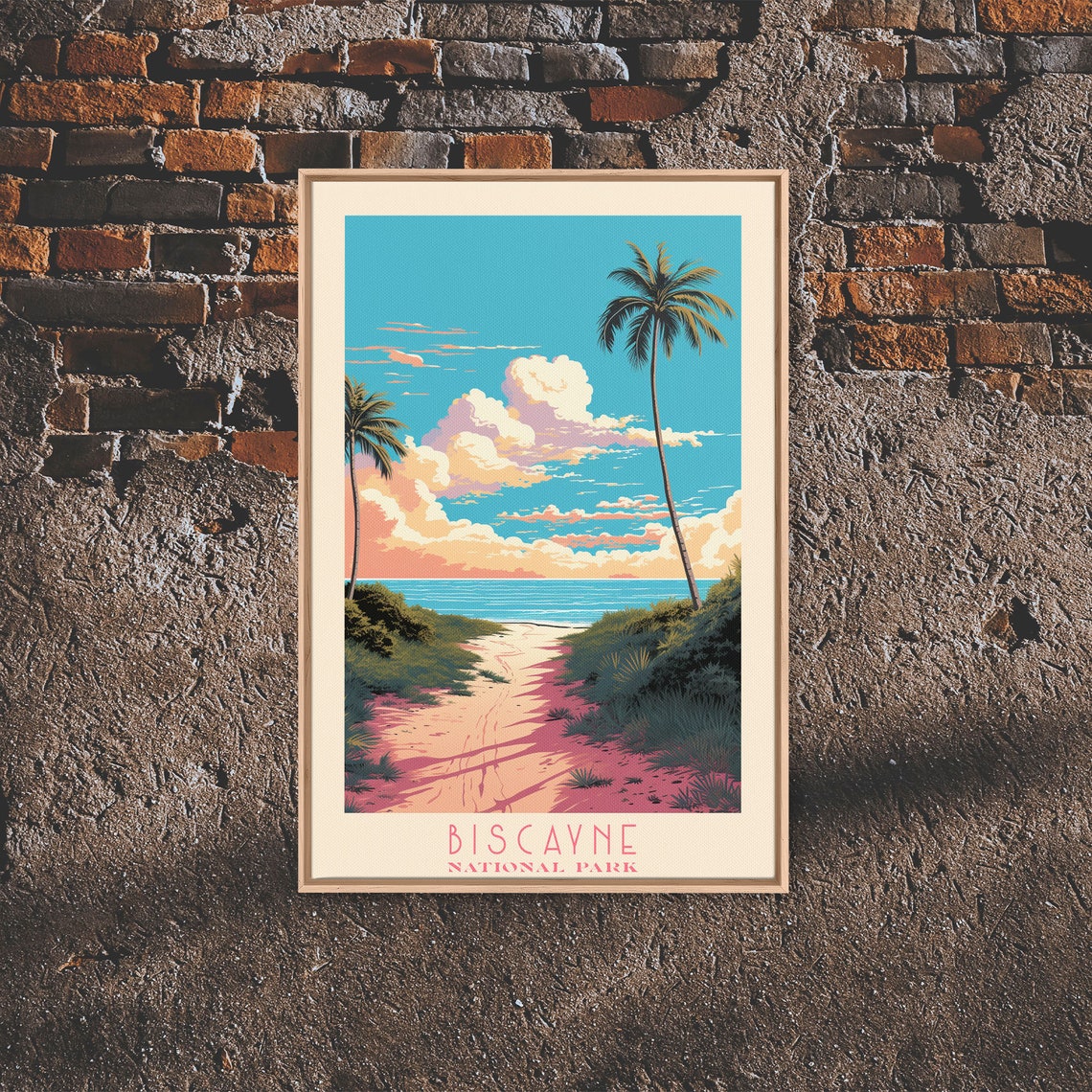 Biscayne National Park Palm Beach Path Ocean Florida Travel Poster