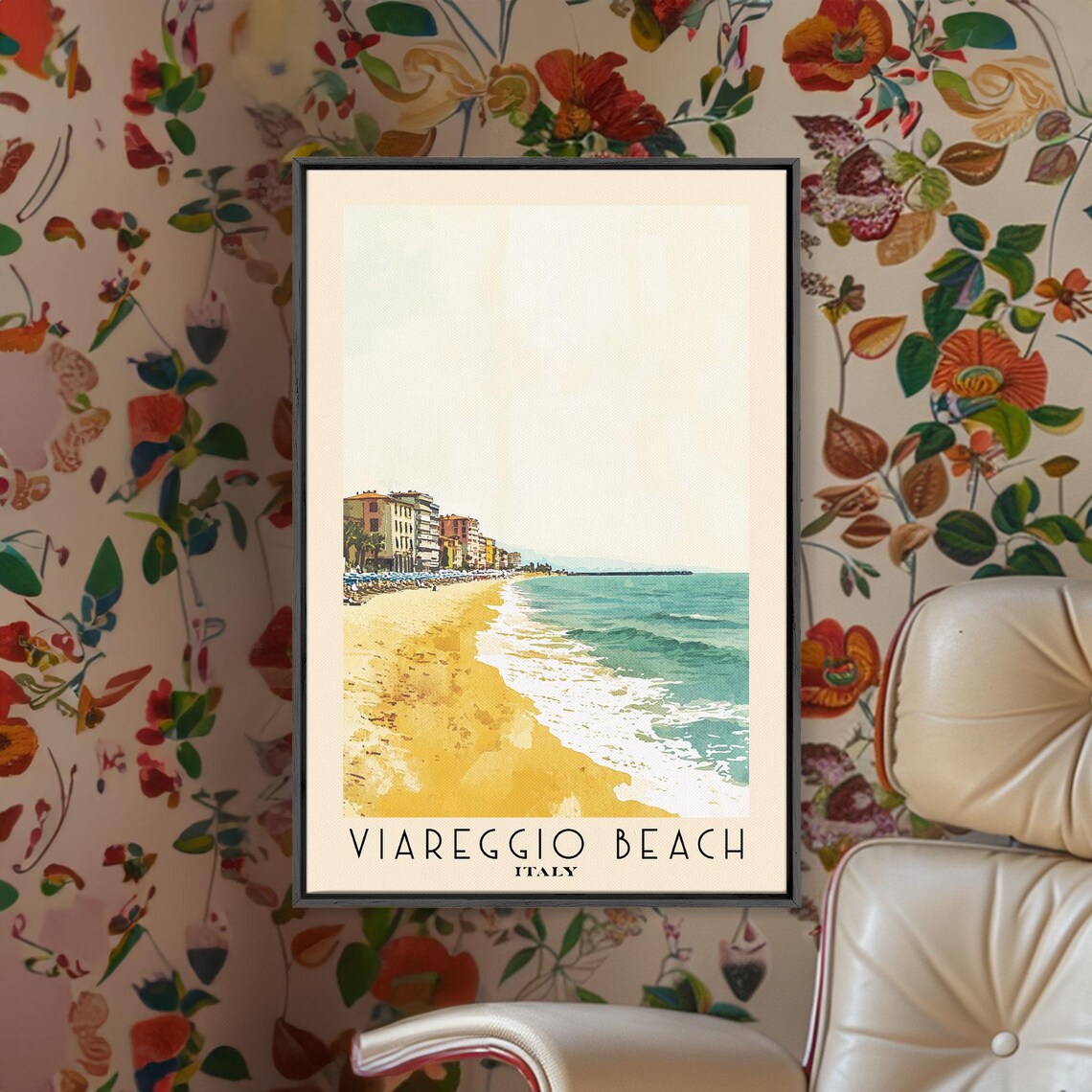 Viareggio Beach Italy Golden Sand Waterfront Turquoise Sea Poster