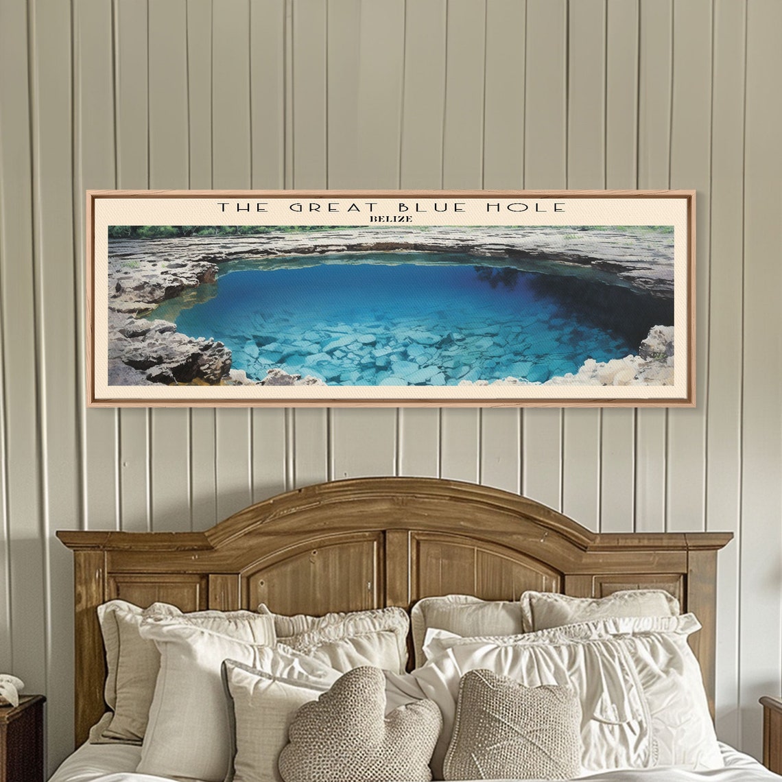 Great Blue Hole Belize Turquoise Sinkhole Reef Panoramic Travel Poster