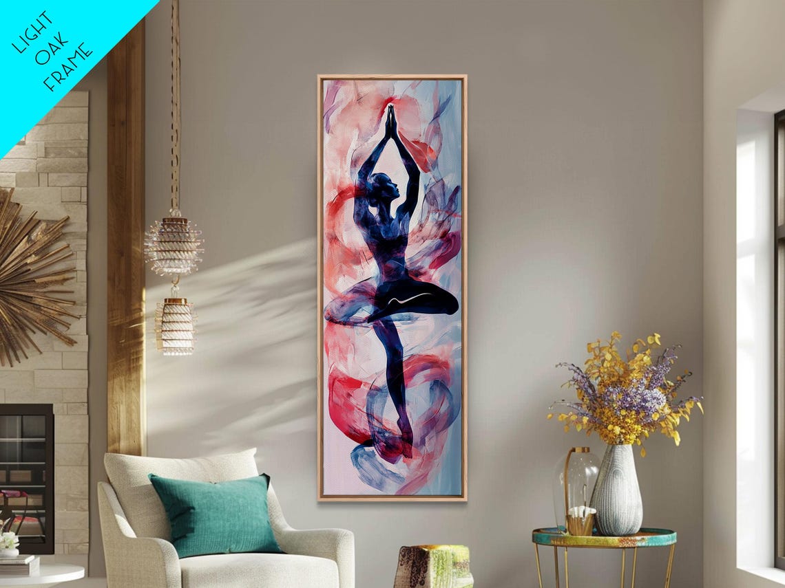 Yoga Tree Pose Meditating Woman Watercolor Zen Boho Wellness Poster - Image 3