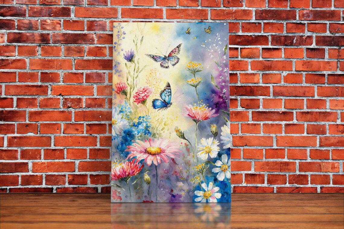 Butterfly Watercolor Art Print, Retro Floral Decor - Image 5