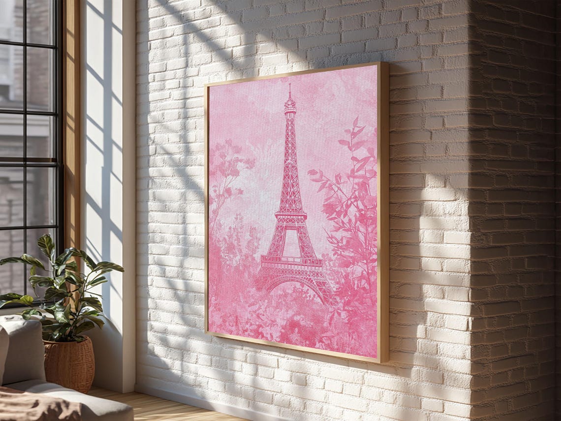 Eiffel Tower Pink Watercolor Parisian Blush Romantic Travel Poster - Image 2