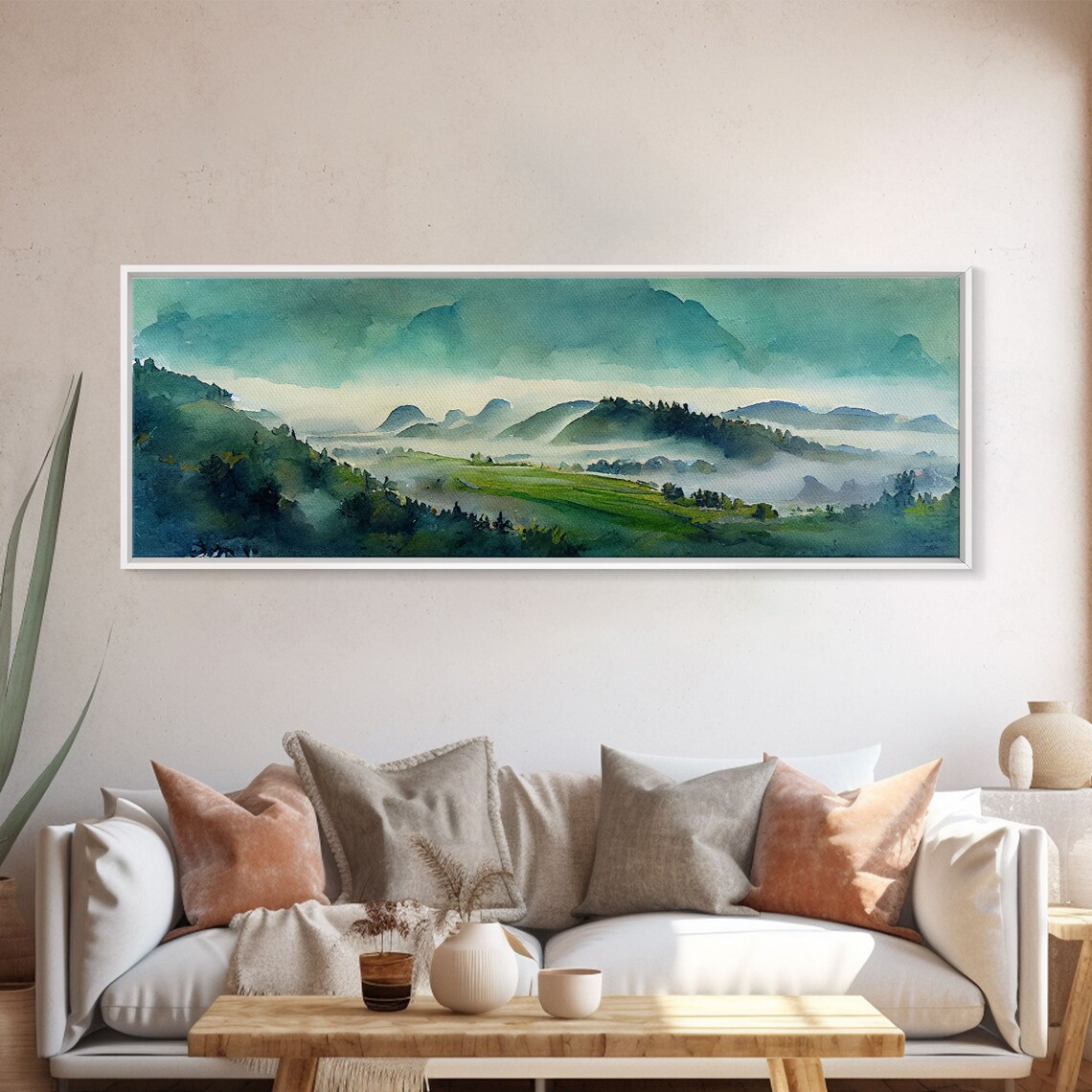 Emerald Green Landscape Watercolor Art Print - Image 5