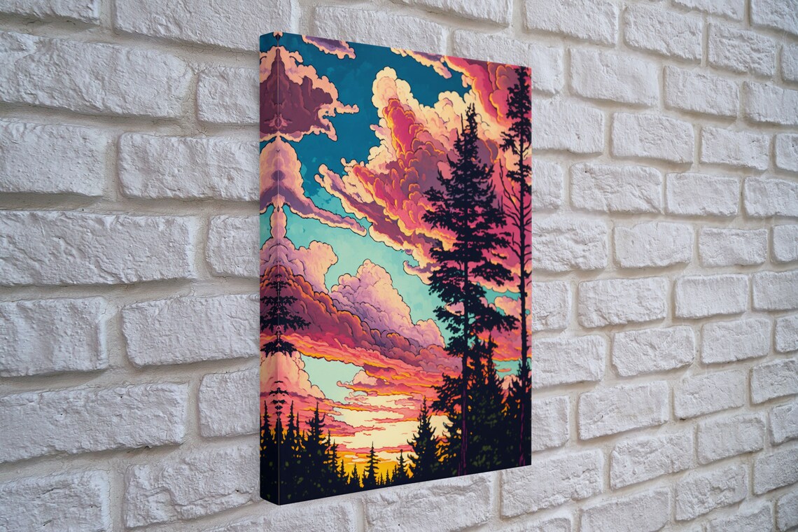 Pacific Northwest Forest Landscape, Abstract Art Print