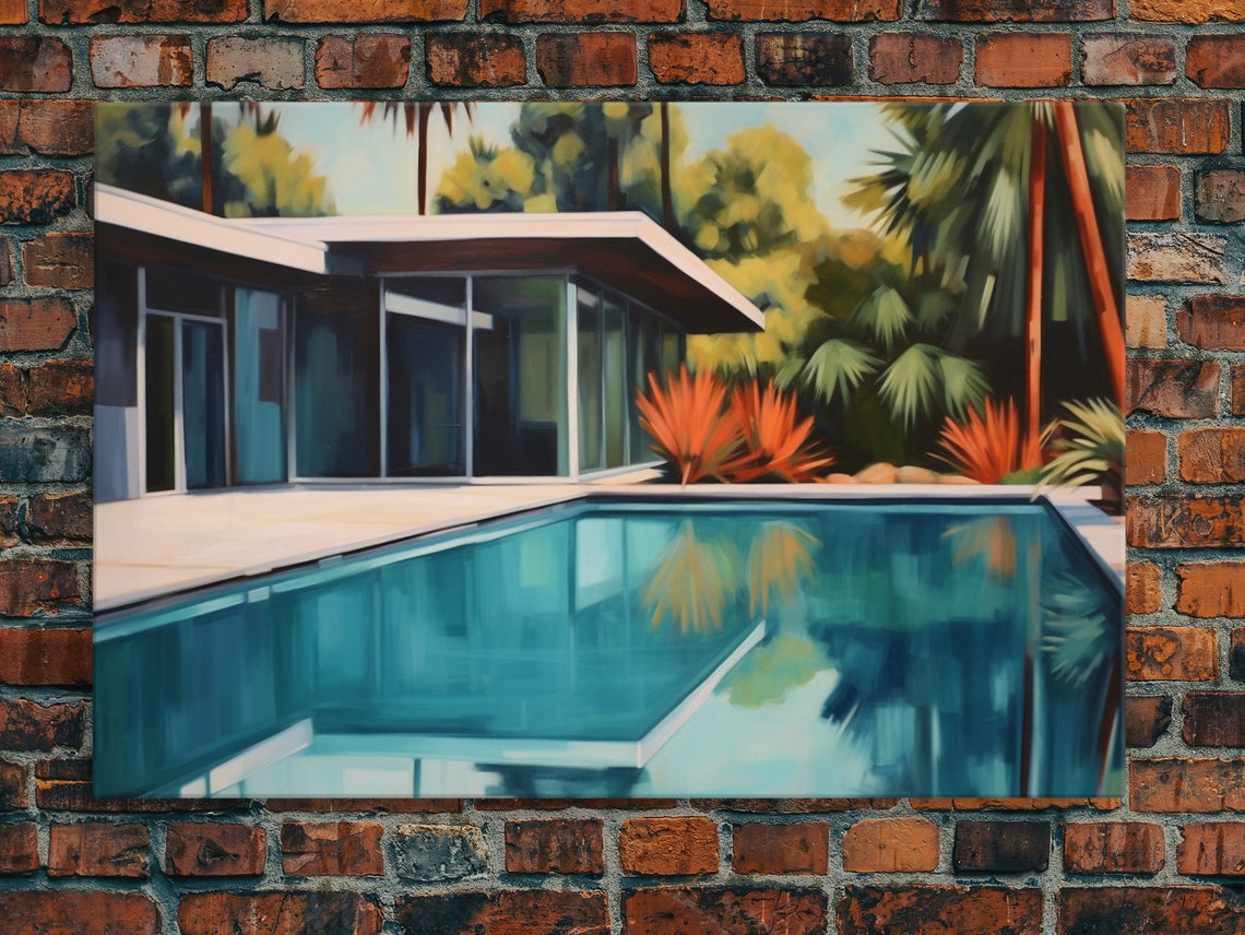Mid Century Modern Wall Art Mid Century House Print Eames Era Retro Art Print Framed Wall Decor Mcm Architecture Study Wall Art - Image 5