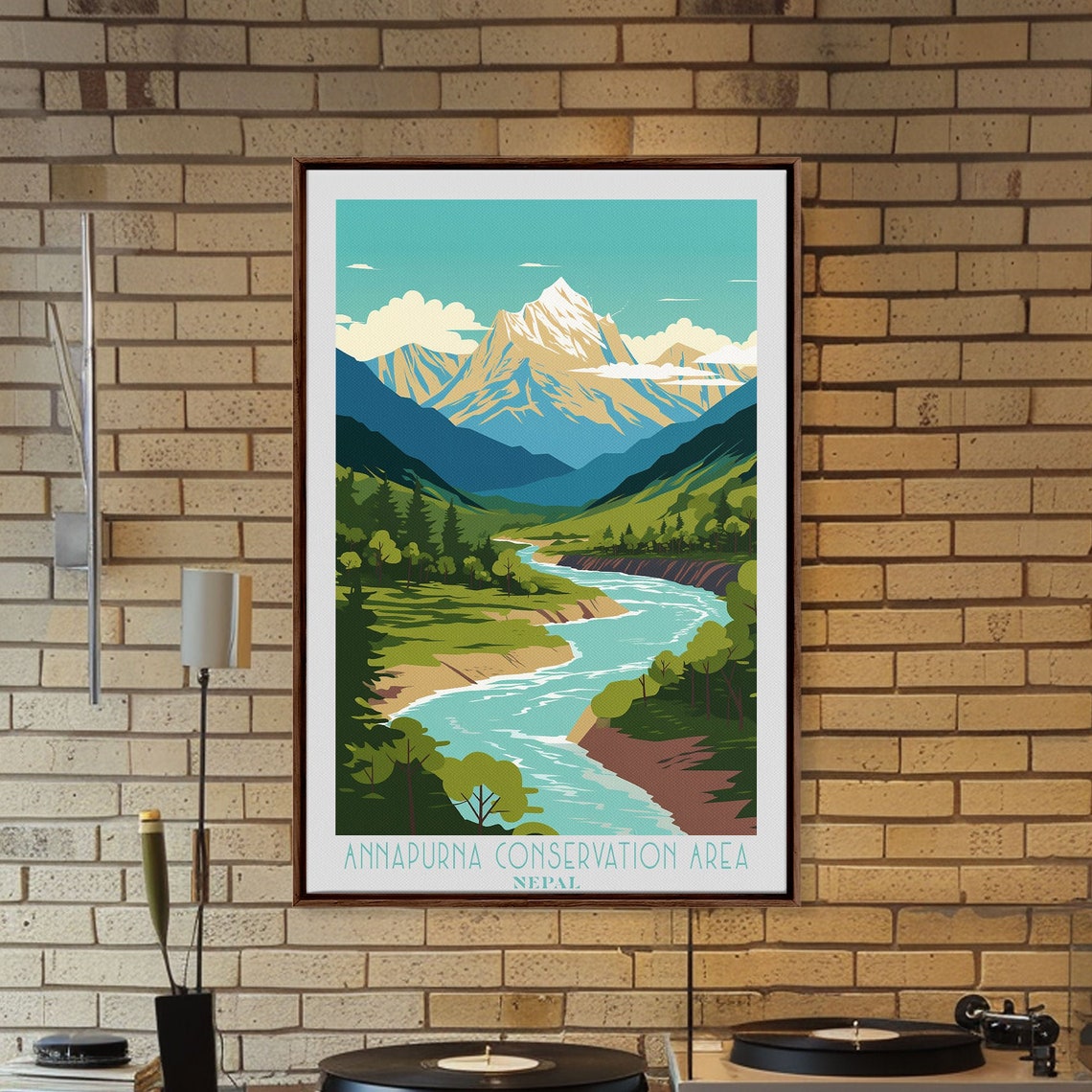 Annapurna Conservation Area Nepal Snowy Peak River Valley Poster