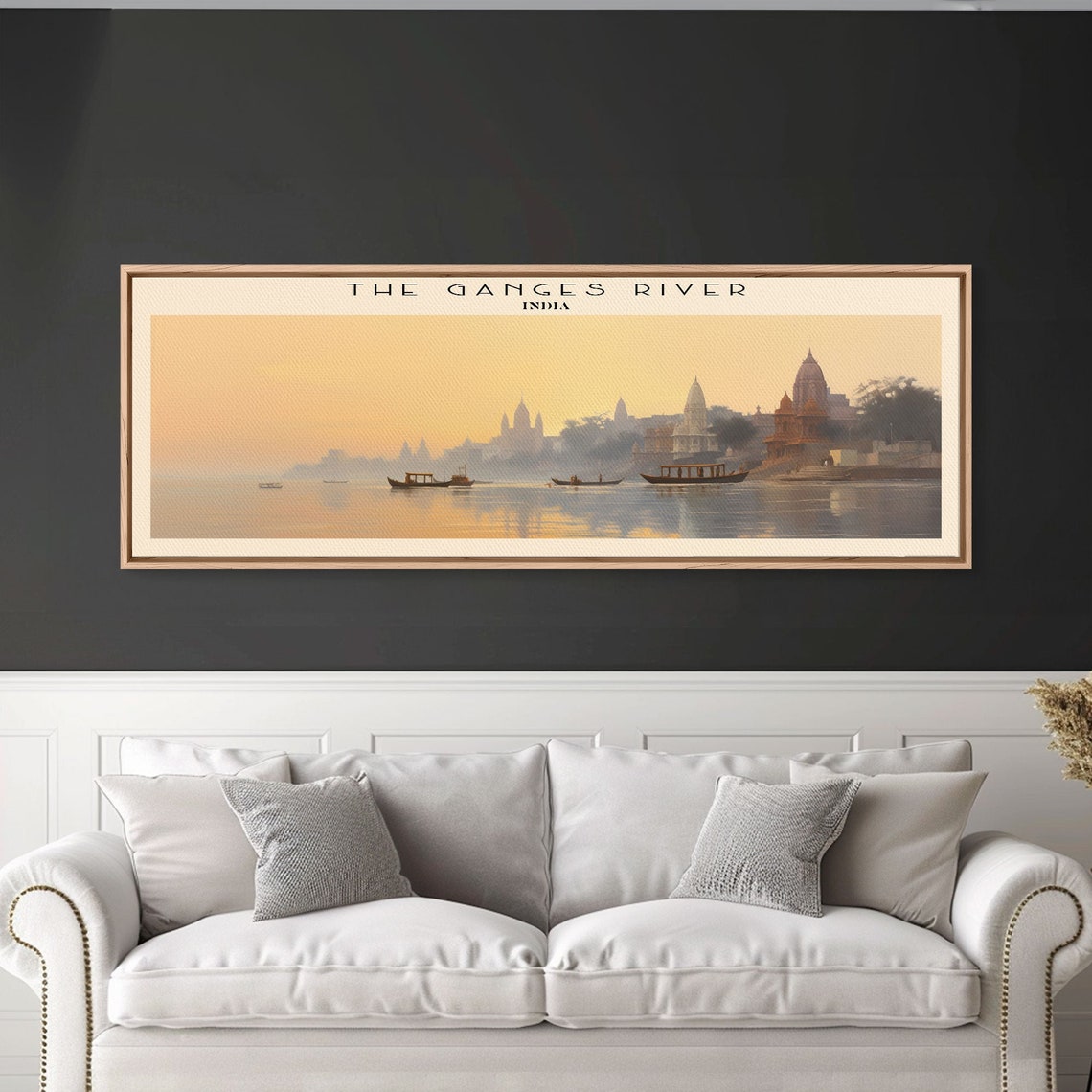 Ganges River India Sunrise Boats Temple Ghats Panoramic Travel Poster - Image 4