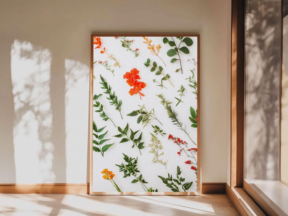 Pressed Botanical Herbarium Specimens Minimalist Flower Art Print - Image 5
