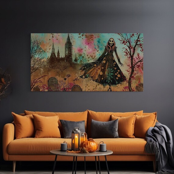 Grinning Banshee In Cemetery With Gothic Church Spooky Art Poster