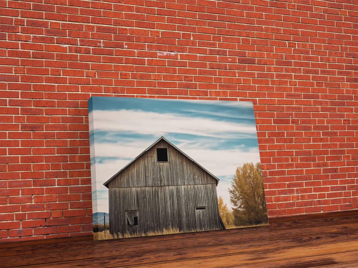 Weathered Wooden Barn Autumn Tree Rural Landscape Photography Poster - Image 5