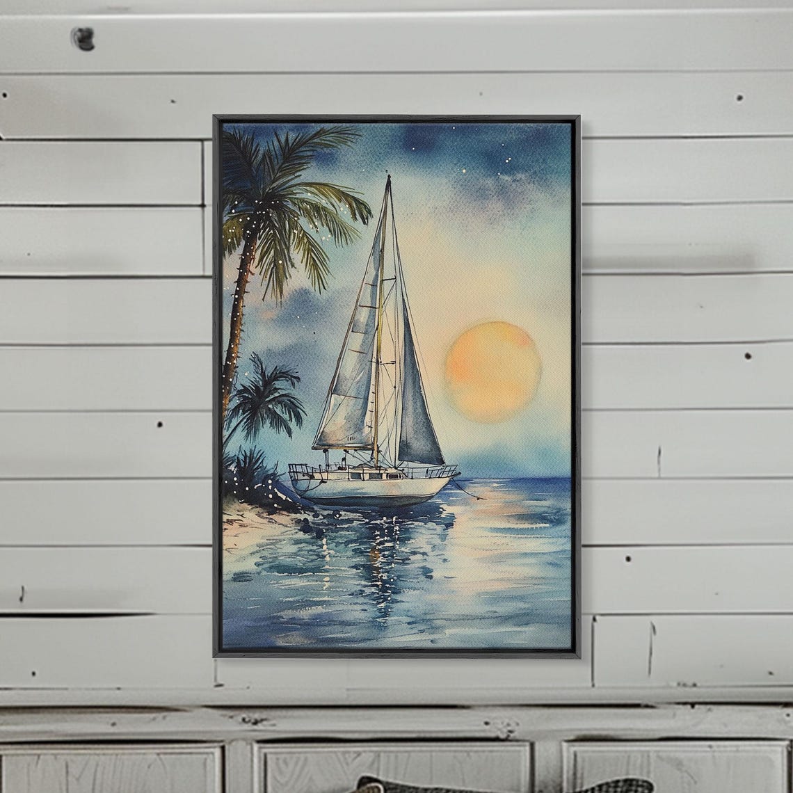 Sailboats In The Winter Lake House Decor Colorful Christmas Wall Art Winter Decor Holiday Art Holiday Decor Christmas Handmade Art - Image 4