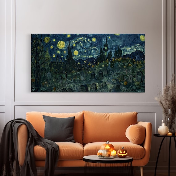 Van Gogh-Inspired Haunted Graveyard Art Print