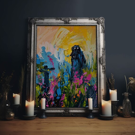 Ghost Bride Sunflowers Golden Garden Abstract Impasto Art Poster