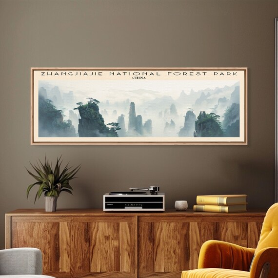 Zhangjiajie National Forest Park China Art Framed Print Travel Poster Panoramic Wall Art Home Decor Gift For Travel Lover
