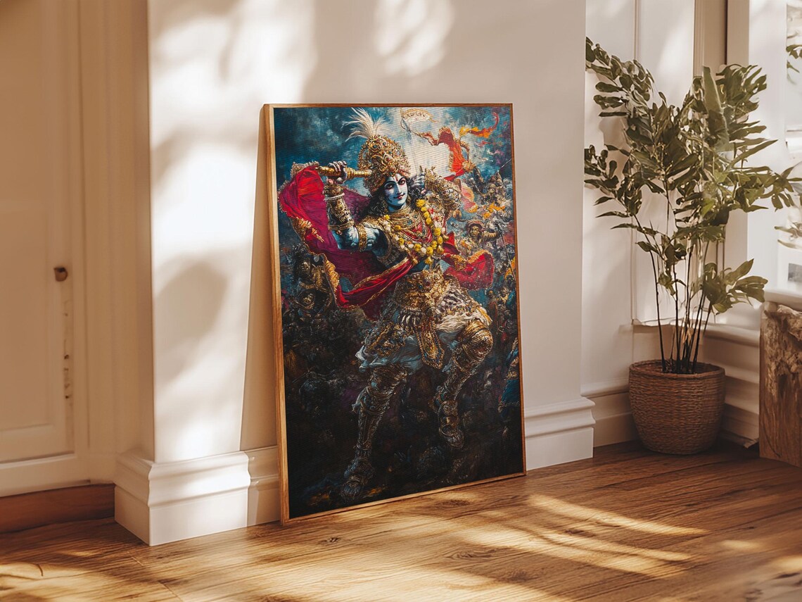 Krishna Radha Krishna Wall Art, Hindu Art Print - Image 6