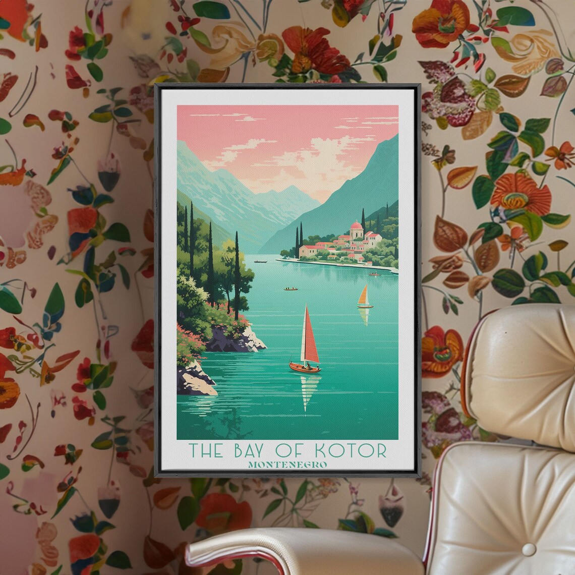 The Bay of Kotor Montenegro Sailboats Mountain Sunset View Poster - Image 6