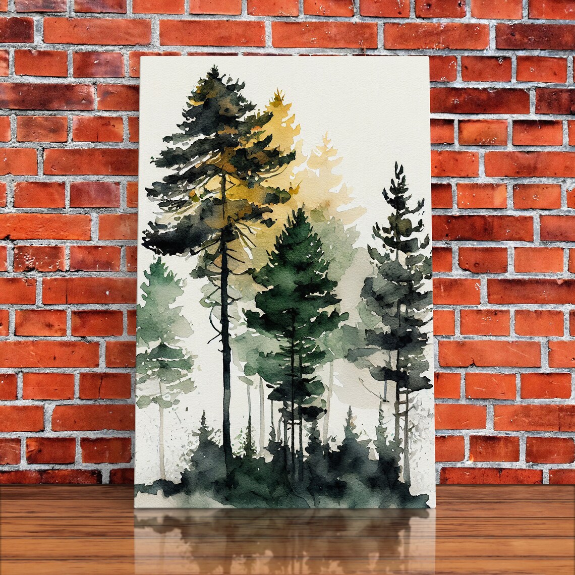 Watercolor Pine Tree Forest Framed Print Cool Wall Art - Image 5