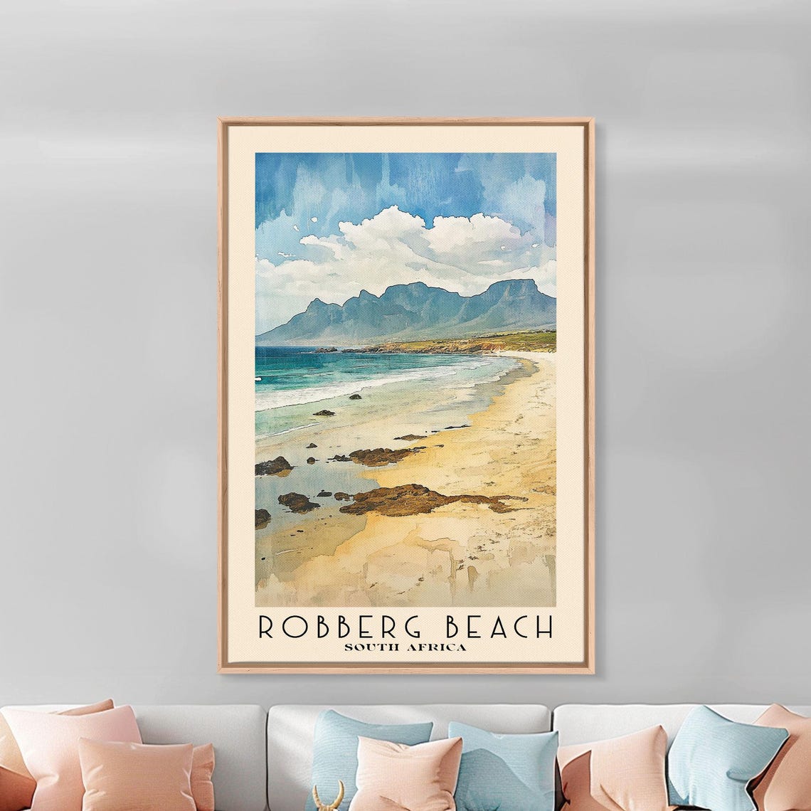 Robberg Beach South Africa Rocky Shore Mountain View Travel Poster - Image 2