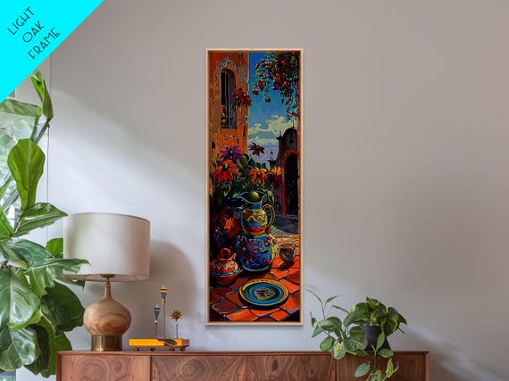 Rustic Mediterranean Wall Art Printed And Framed On Spanish Home Decor Long And Narrow Wall Art Modern Living Room Art Print