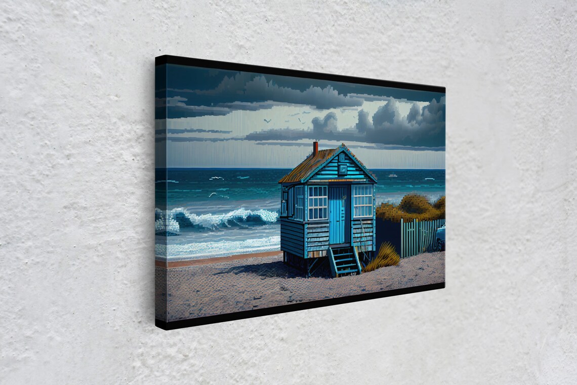 Sea Side Shack Pixel Art, New England Beach Poster - Image 4