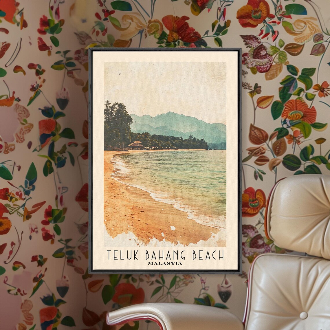 Teluk Bahang Beach Malaysia Golden Sand Curve Green Hills Poster