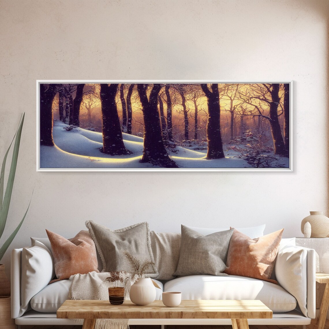 Snowcapped Forest Winter Scene, Panoramic Art Print - Image 5