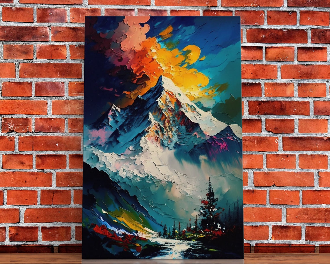 Annapurna Iii Mountain Art Rustic Landscape Framed Print Abstract Oil Painting Nepal Mountains - Image 4