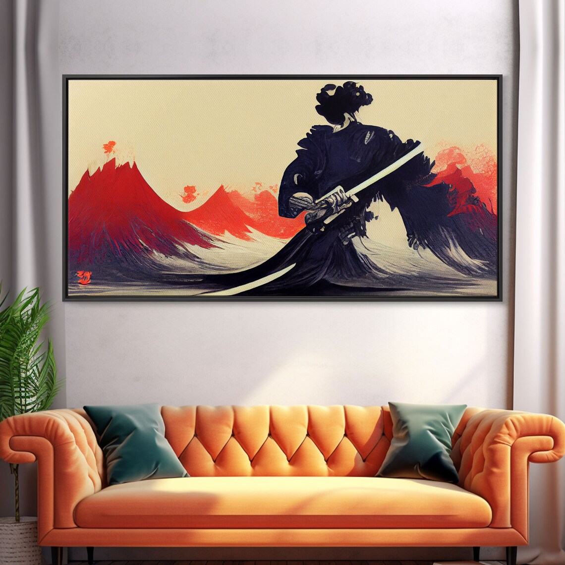 Japanese Samurai Over Mountains, Japan Poster Print - Image 5