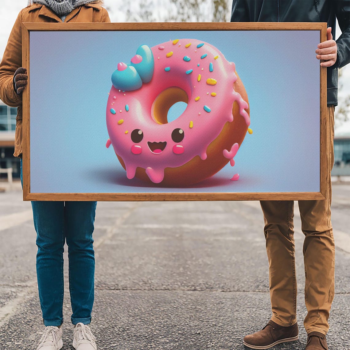 Kawaii Donut Art Framed Print Cute Kawaii Art Anime Style Wall Art - Image 3