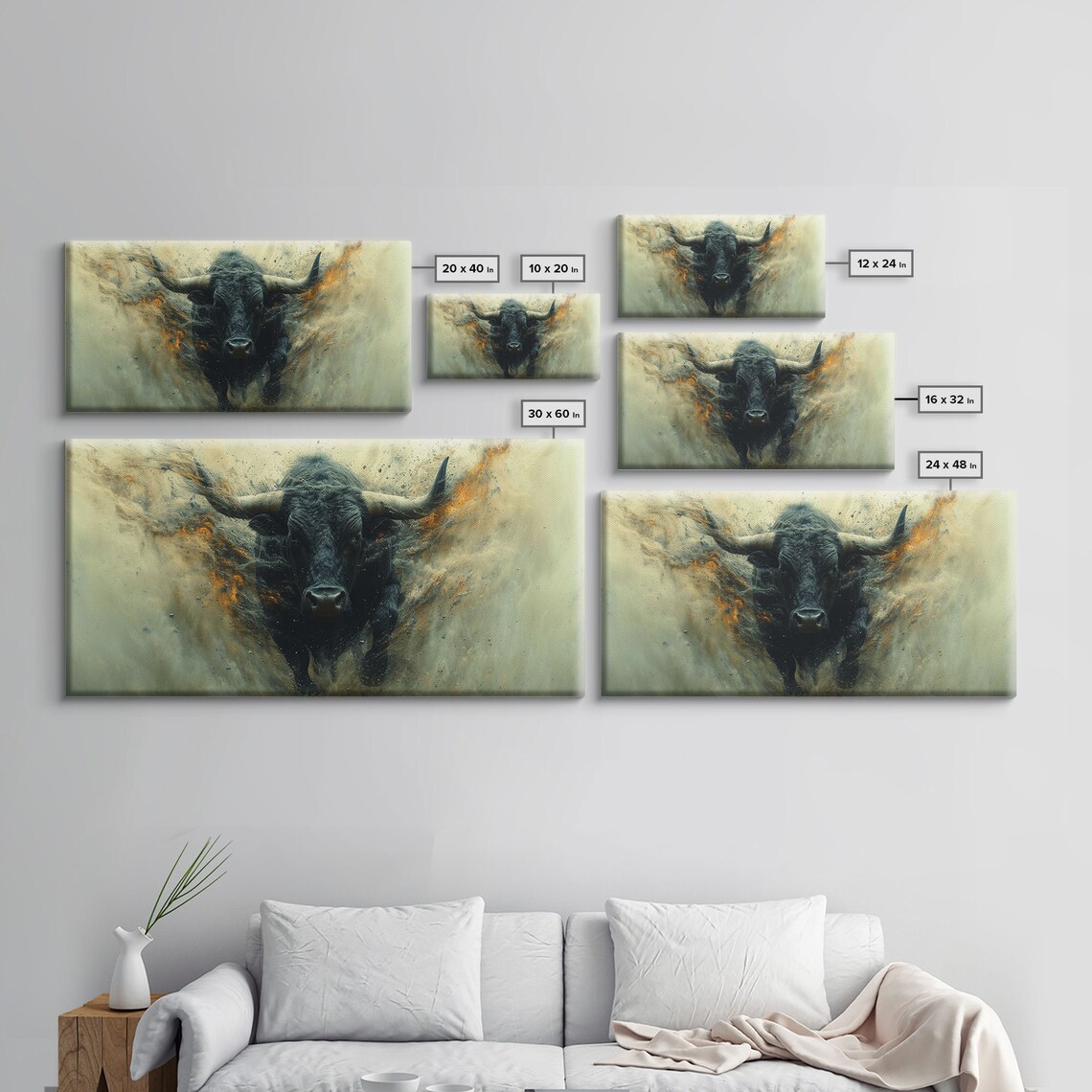 Angry Bull Western Decor Art Print, Office Wall Street - Image 2