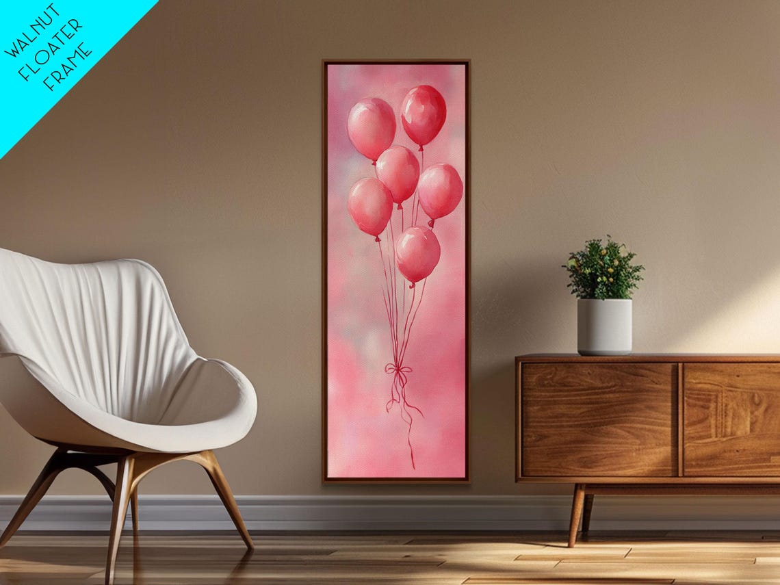 Pink Balloons Watercolor Whimsical Party Celebration Art Poster - Image 3