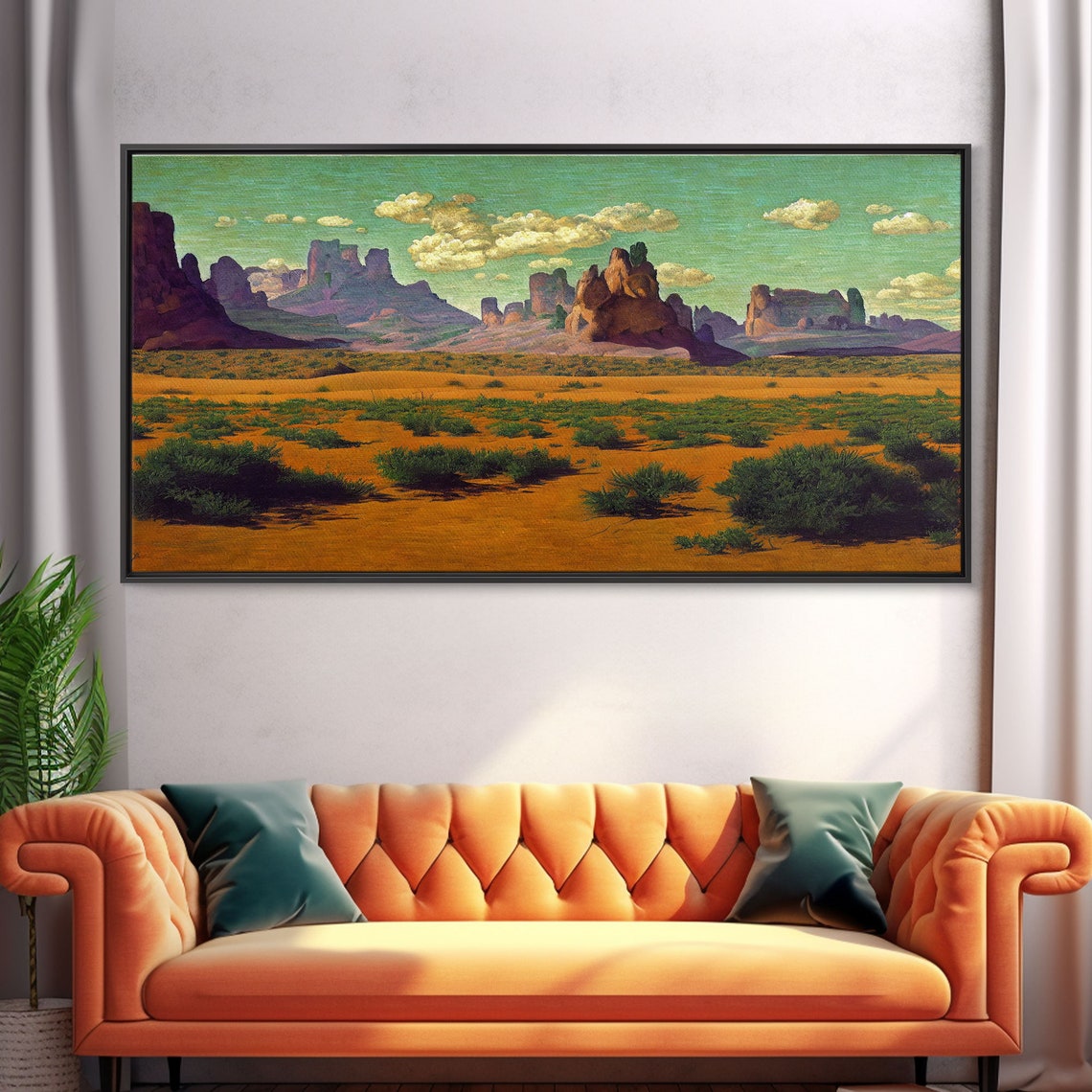 Red Rock Desert Southwest Mesas Golden Sand Vintage Painting Poster - Image 5
