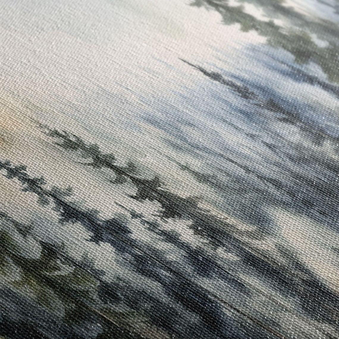 Forest Fire Watercolor Misty Tall Pine Trees Panoramic Print - Image 2
