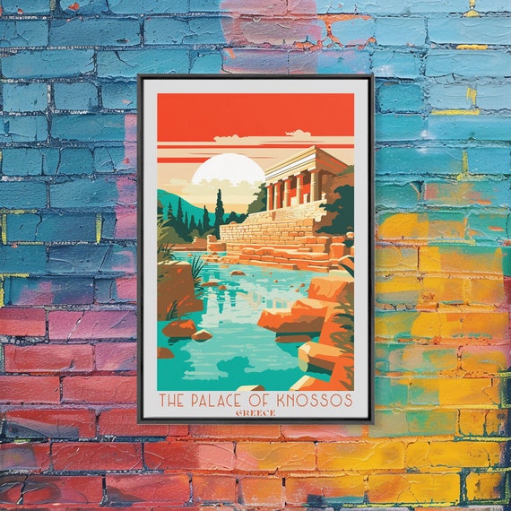 Palace Of Knossos Travel Print Wall Art Original Travel Poster Retro Style Home Decor Wall Hanging Travel Gift Idea