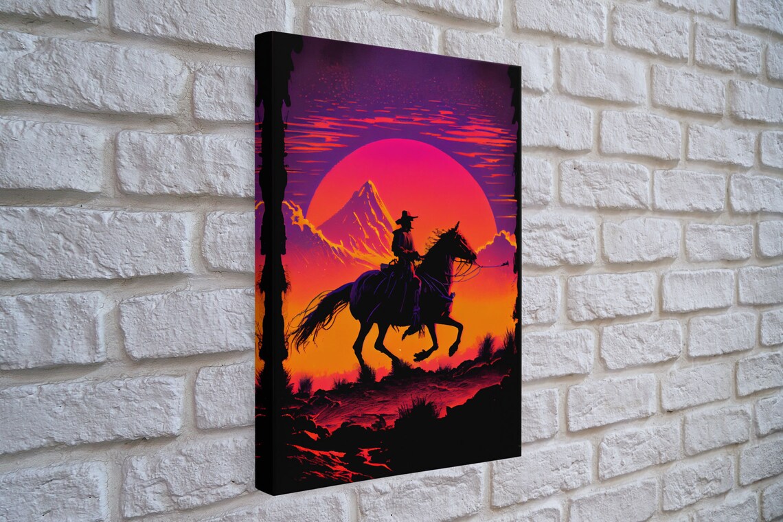 Outrun Style Wild West Sunset, Retro Western Art Print - Image 4