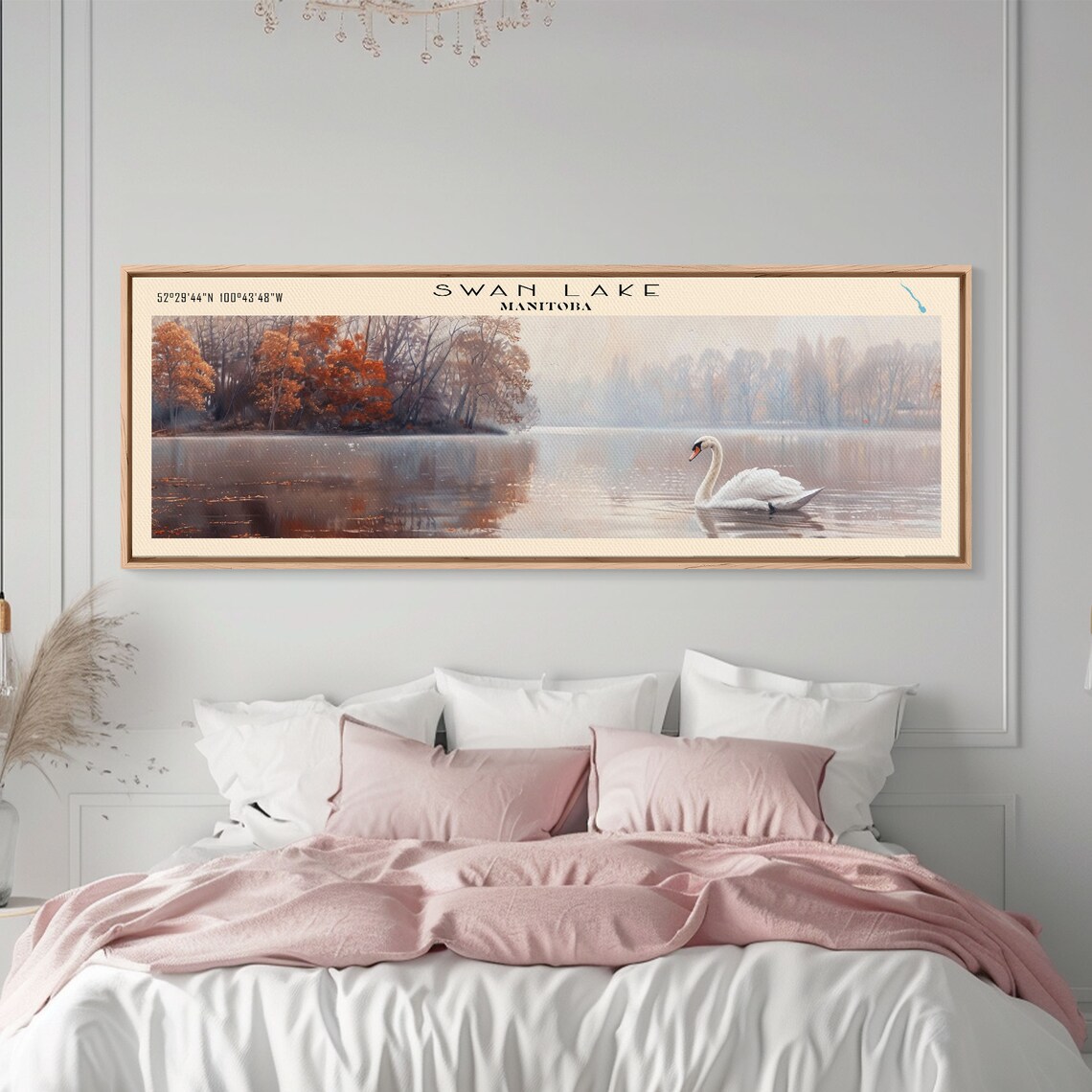 Swan Lake Manitoba Graceful Swan Misty Autumn Morning Travel Poster - Image 2