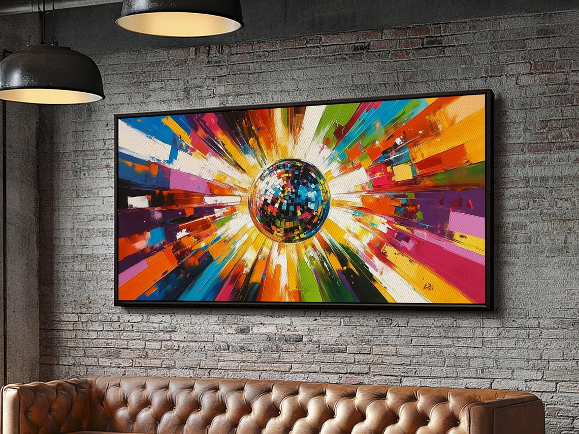 Colorful Disco Ball Explosion Abstract Pop Art Painting Wall Poster - Image 3