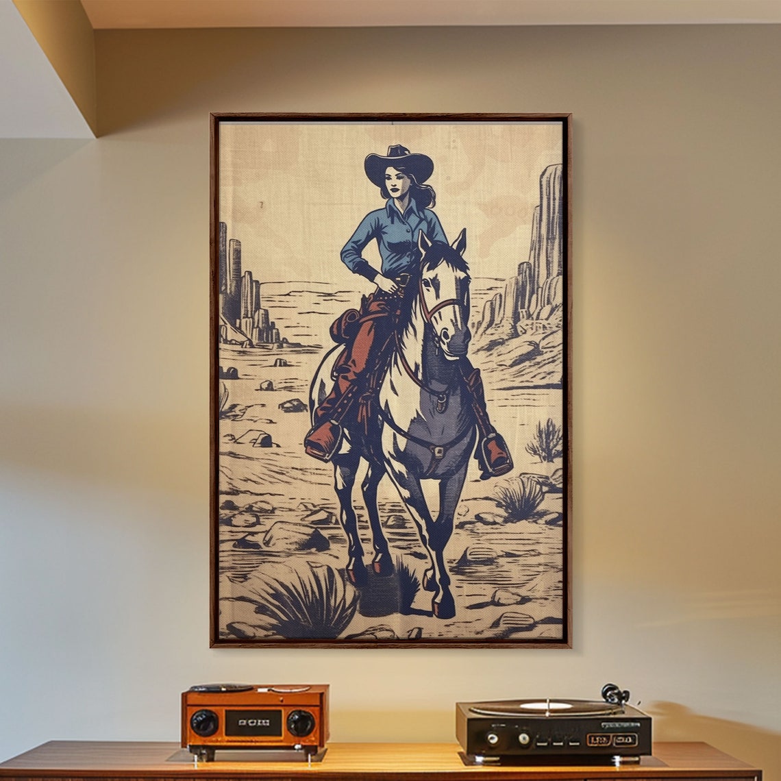 Pretty In Blue Gicle Fine Art Print Western Art Print Western Wall Art Wild West Art Cowgirl Art Cowgirl Print Retro Art Rustic Art - Image 6