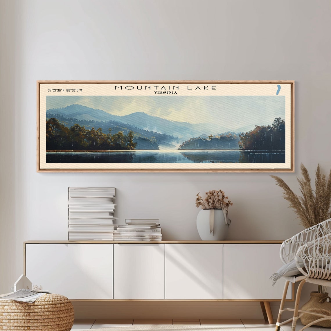 Mountain Lake Virginia Blue Mountain Ridges Misty Shore Travel Poster - Image 4