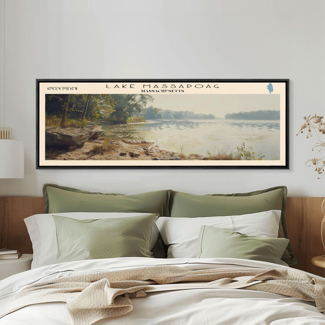 Lake Massapoag Massachusetts Sunny Sandy Cove Panoramic Travel Poster - Image 5