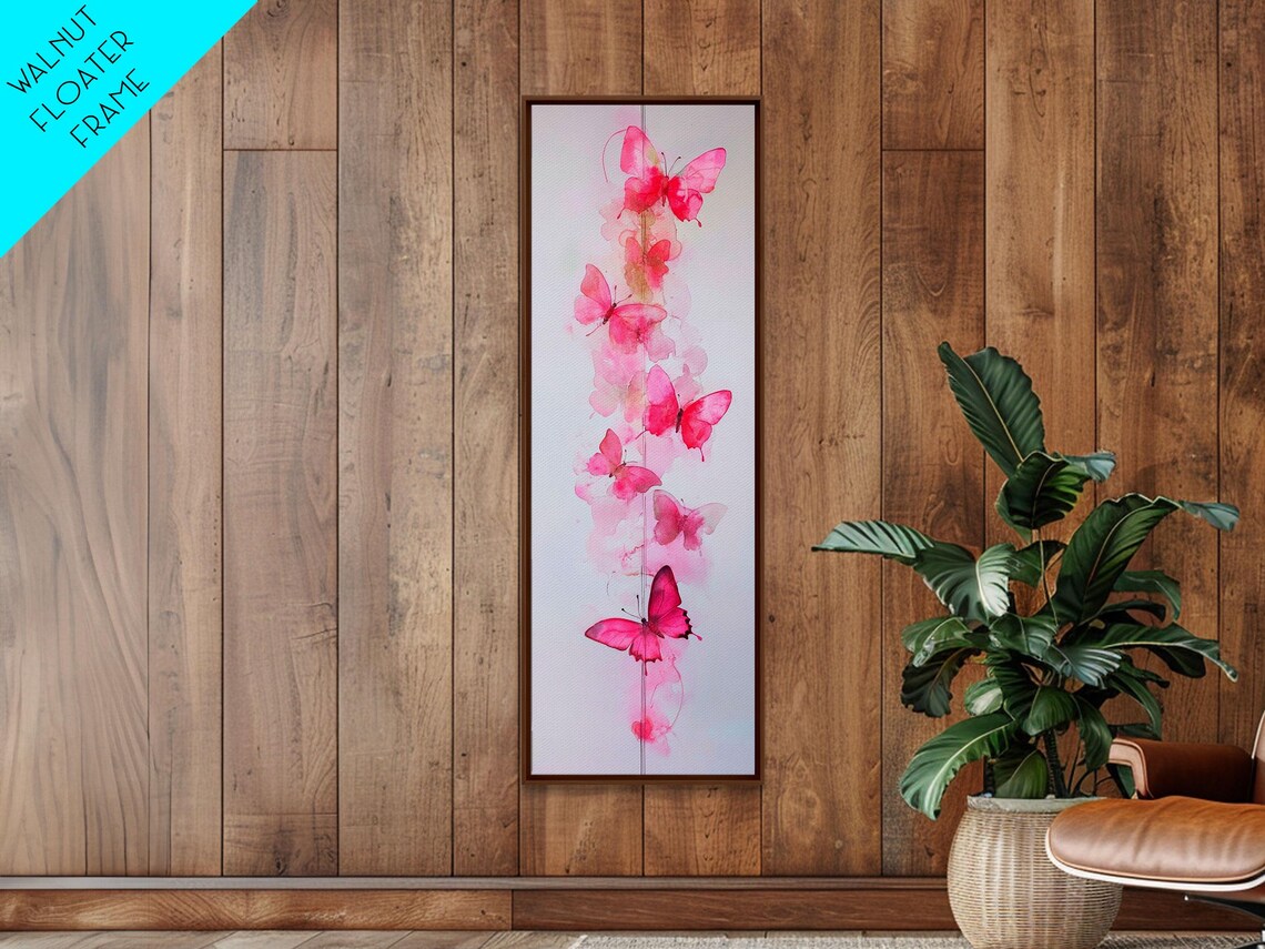 Pink Butterflies Ascending Watercolor Delicate Feminine Art Poster - Image 3