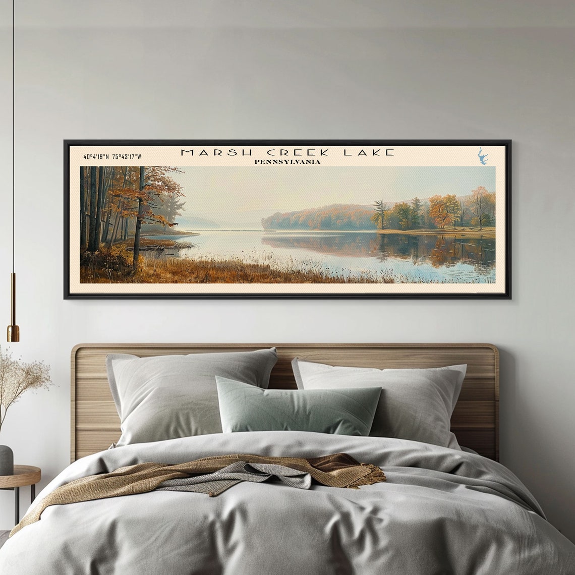 Marsh Creek Lake Pennsylvania Autumn Reeds Mirror Calm Lake Poster