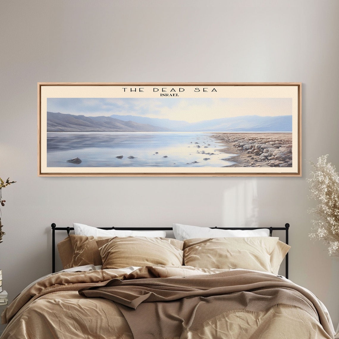 The Dead Sea Israel Serene Shoreline Calm Blue Water Travel Poster